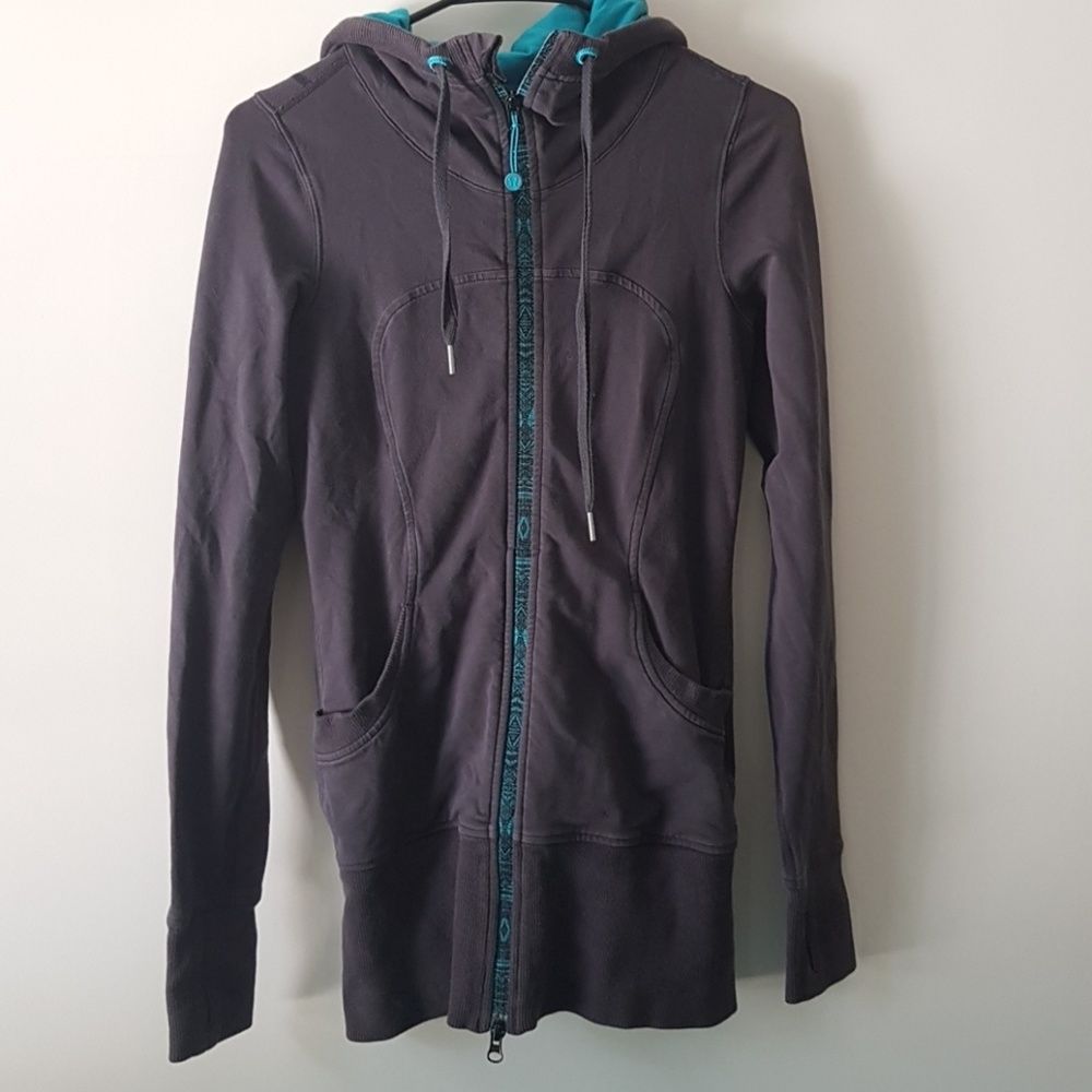 Lululemon Long Teal and Gray Hoodie